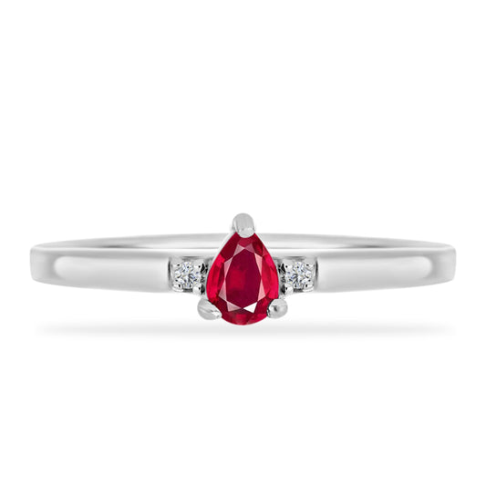Anillo de Plata con Rubí de Madagascar y Diamante blanco