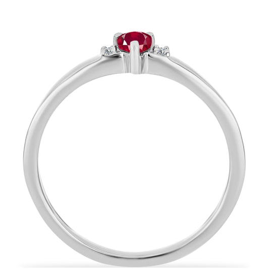 Anillo de Plata con Rubí de Madagascar y Diamante blanco