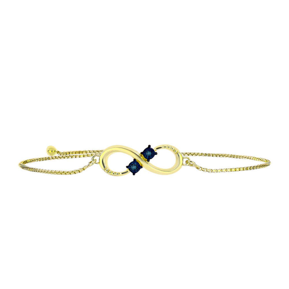 Pulsera de Plata Bañada en Oro con Diamante Azul