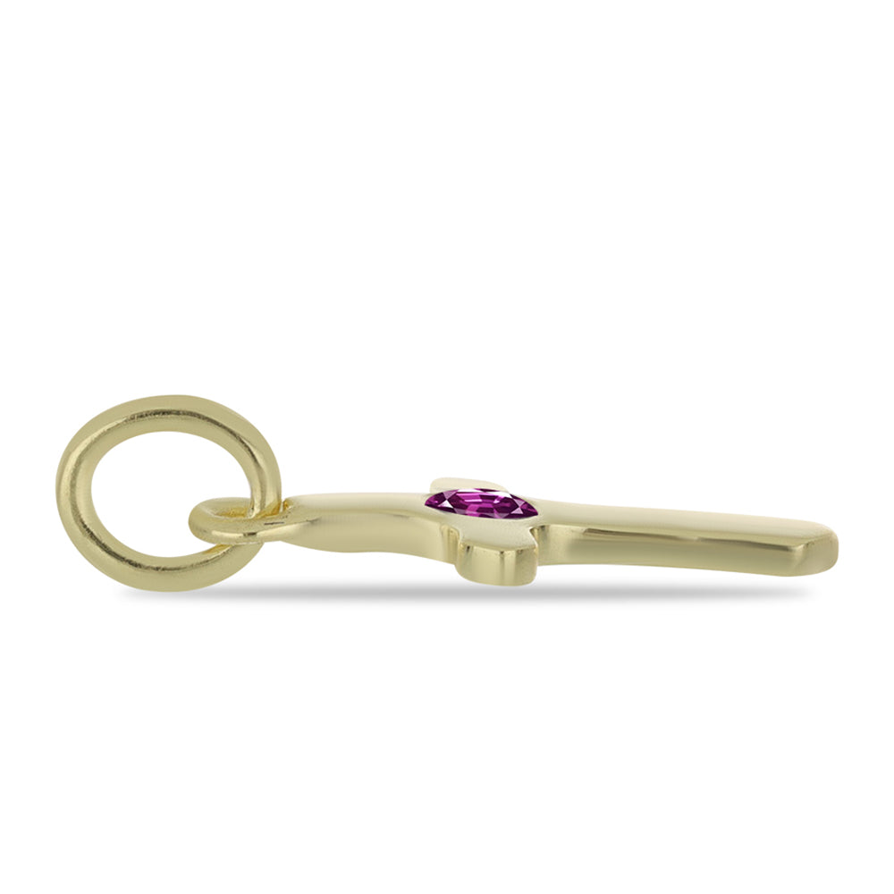 Cruz Colgante de Plata Bañada en Oro con Zafiro Púrpura