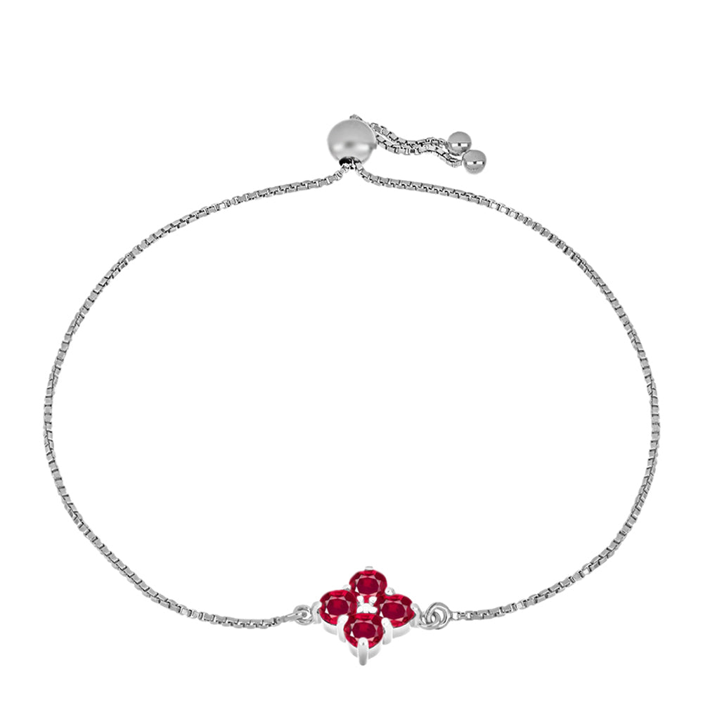 Pulsera de Plata con Rubí de Madagascar y Diamante blanco