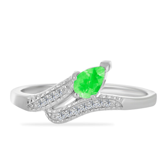 Anillo de Plata con Ópalo Hialita y Topacio Blanco