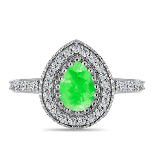 Anillo de Plata con Ópalo Hialita y Topacio Blanco