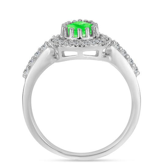 Anillo de Plata con Ópalo Hialita y Topacio Blanco