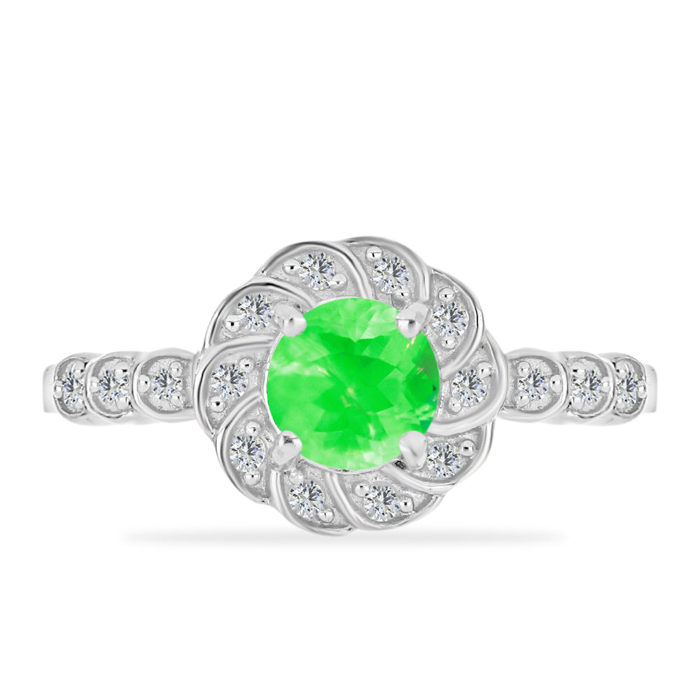 Anillo de Plata con Ópalo Hialita y Topacio Blanco