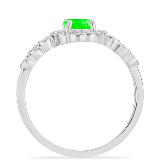 Anillo de Plata con Ópalo Hialita y Topacio Blanco