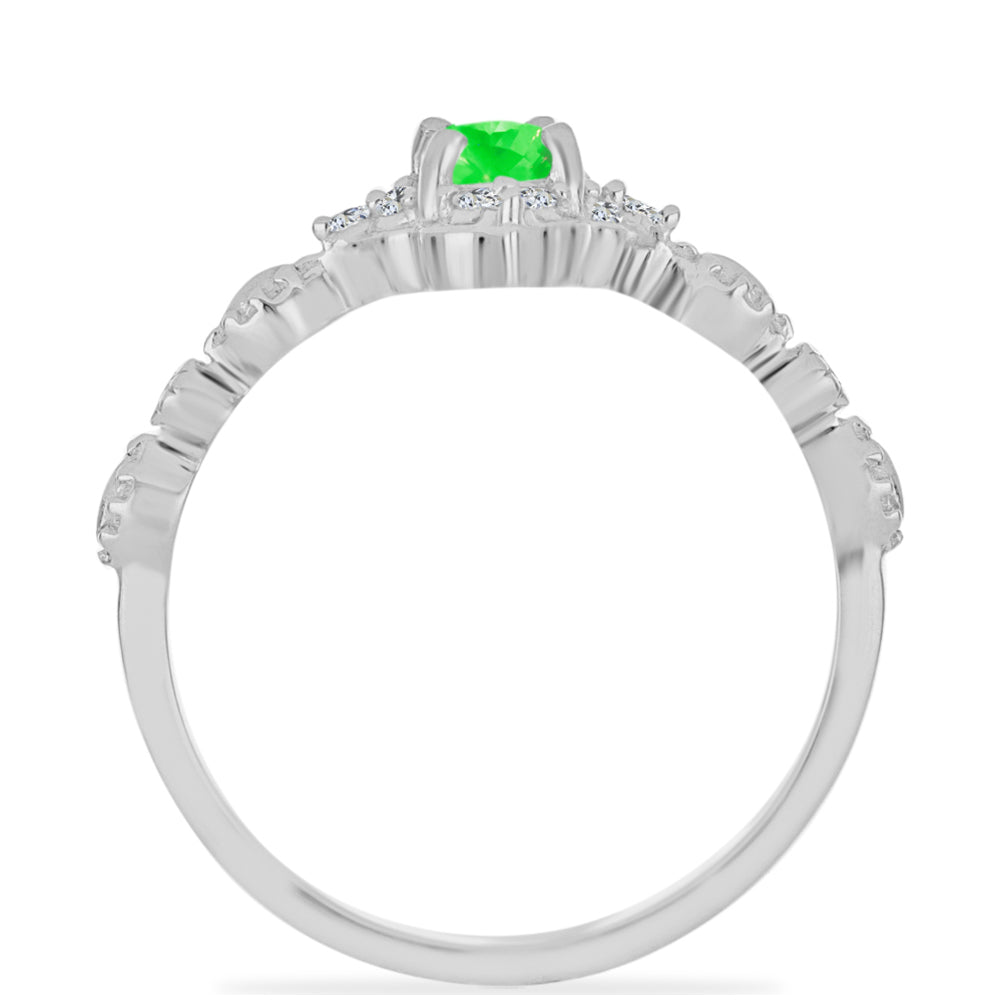 Anillo de Plata con Ópalo Hialita y Topacio Blanco