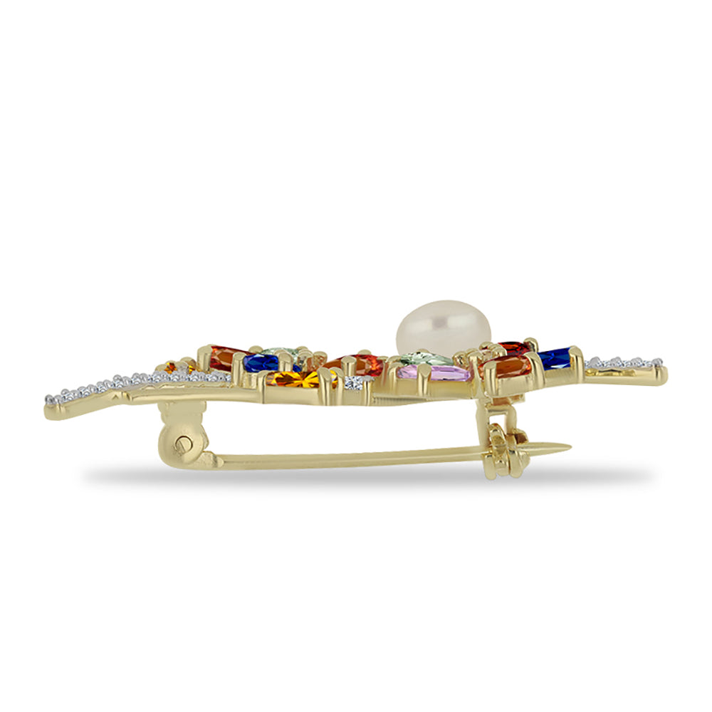 Broche de Plata Bañada en Oro con Zafiro Arco Iris Rosebery