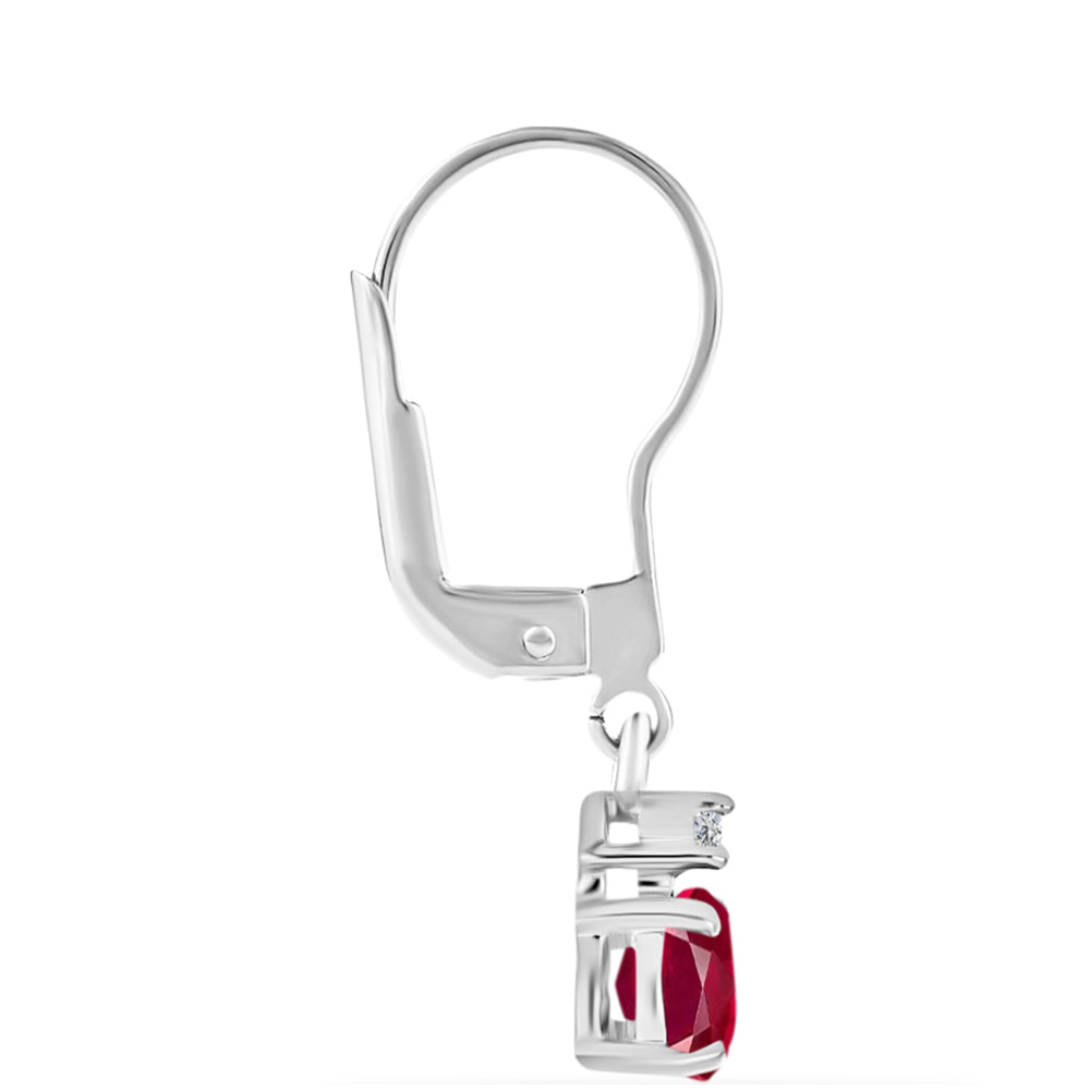 Pendientes de Plata con Rubí de Madagascar y Diamante blanco