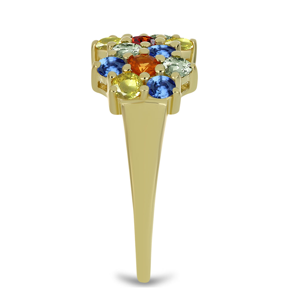 Anillo de Plata Bañada en Oro con Zafiro Arco Iris Rosebery