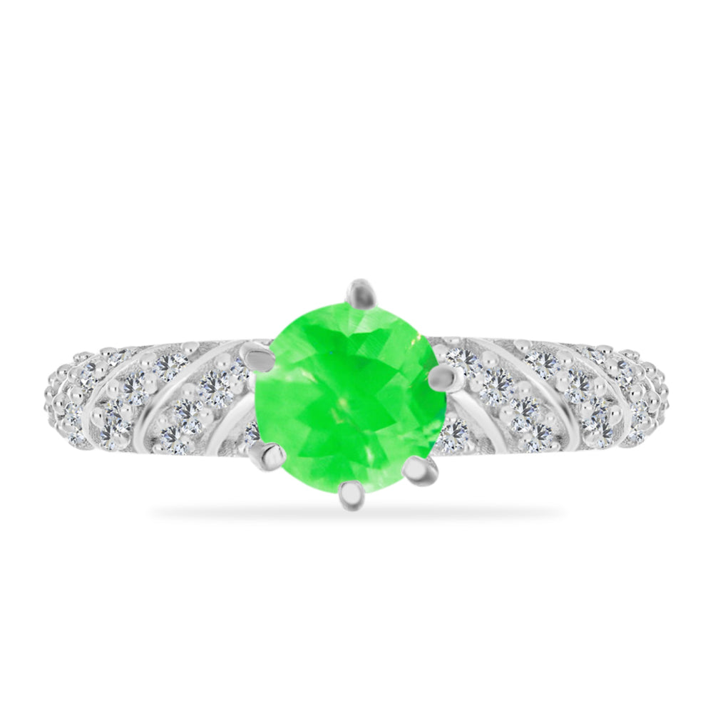 Anillo de Plata con Ópalo Hialita y Topacio Blanco 1