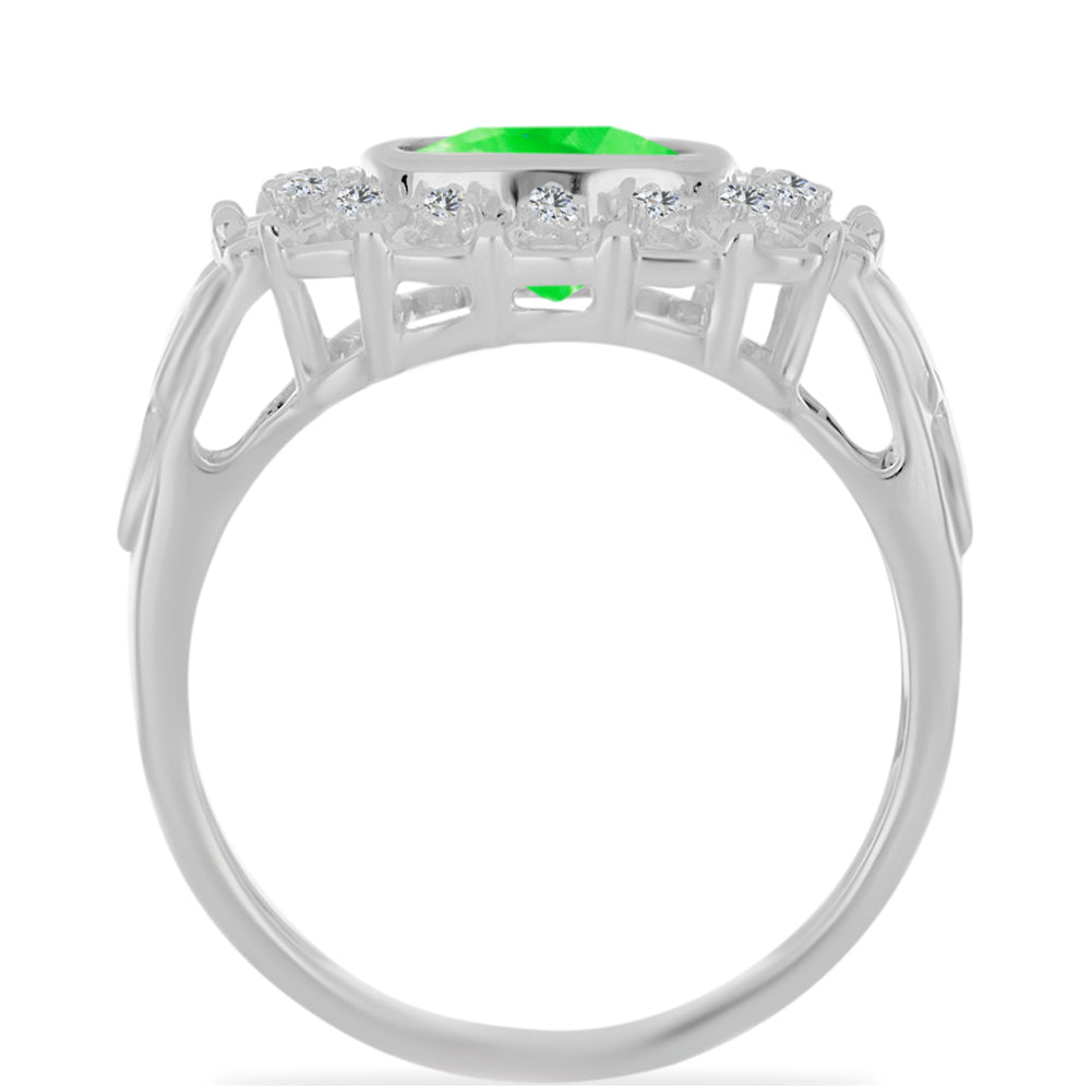 Anillo de Plata con Ópalo Hialita y Topacio Blanco