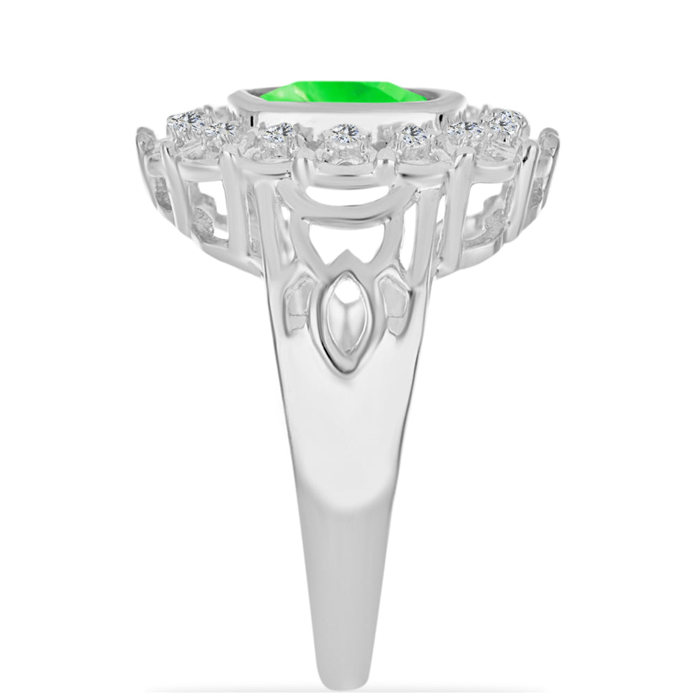 Anillo de Plata con Ópalo Hialita y Topacio Blanco