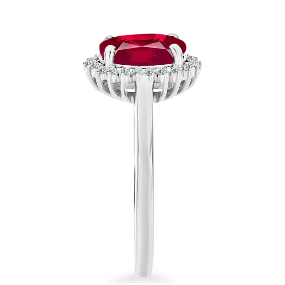 Anillo de Plata con Rubí de Madagascar y Diamante blanco