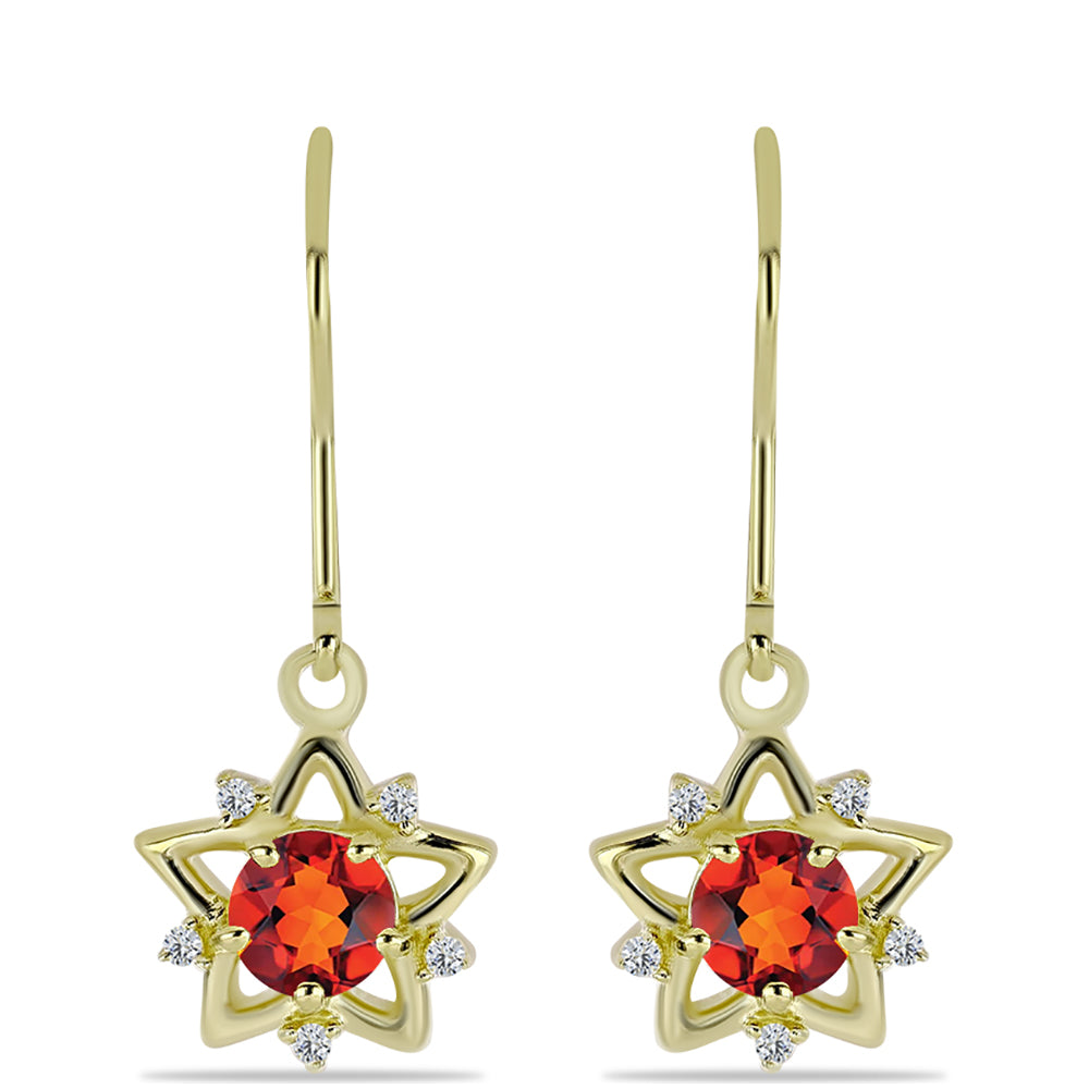 Pendientes de Plata Bañada en Oro con Citrino de Madeira y Topacio Blanco