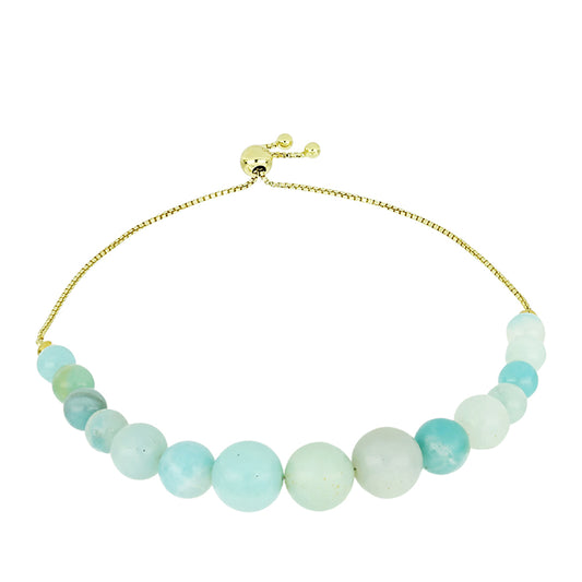 Pulsera de Plata Bañada en Oro con Amazonita