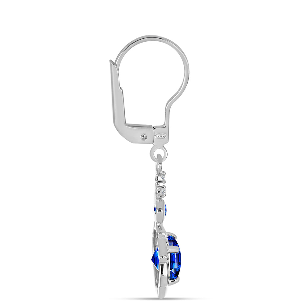 Pendientes de Plata con Zafiro Azul Australiano y Topacio Blanco