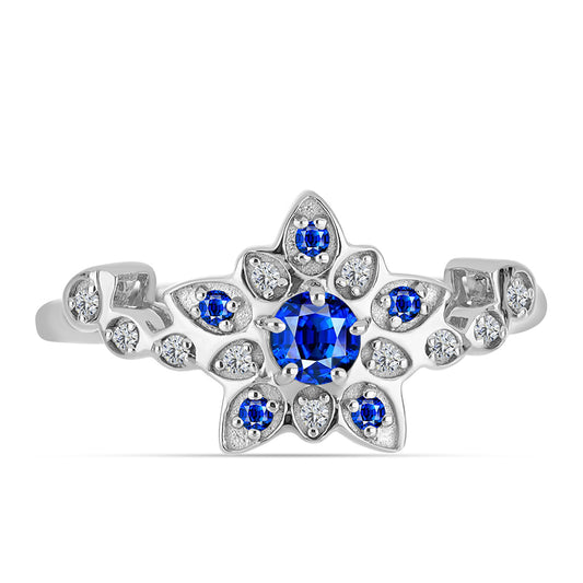 Anillo de Plata con Zafiro Azul Australiano y Topacio Blanco