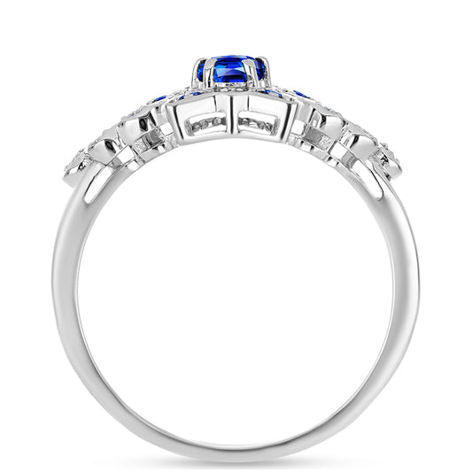 Anillo de Plata con Zafiro Azul Australiano y Topacio Blanco