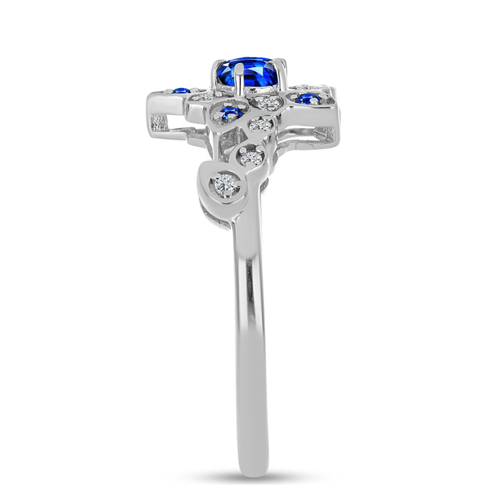 Anillo de Plata con Zafiro Azul Australiano y Topacio Blanco