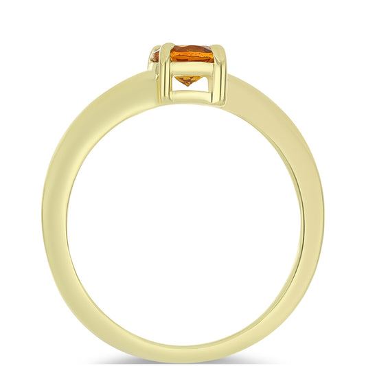 Anillo de Plata Bañada en Oro con Citrino de Madeira