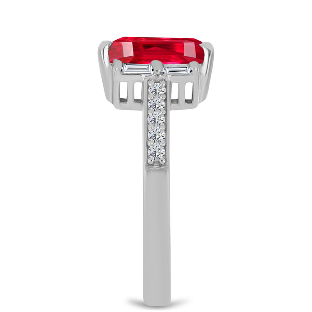 Anillo de Plata con Ágata Roja y Zircón Blanco