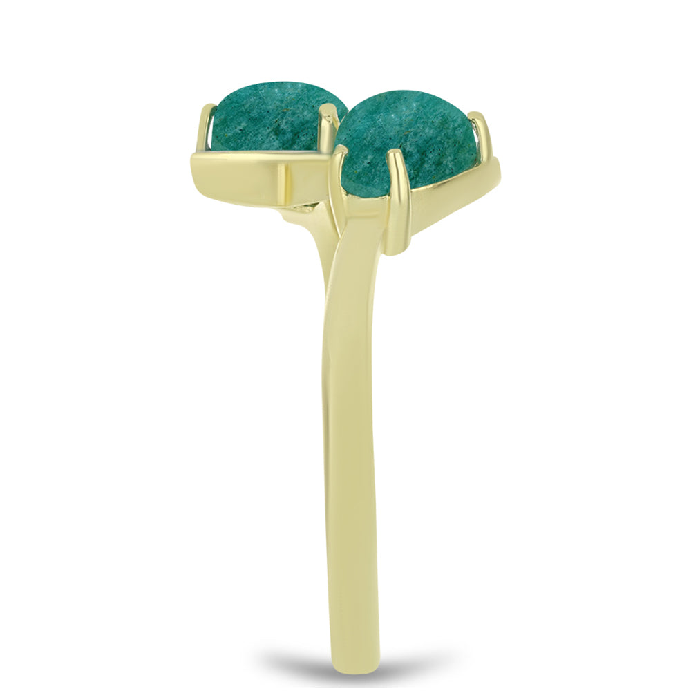 Anillo de Plata Bañada en Oro con Amazonita y Topacio Blanco