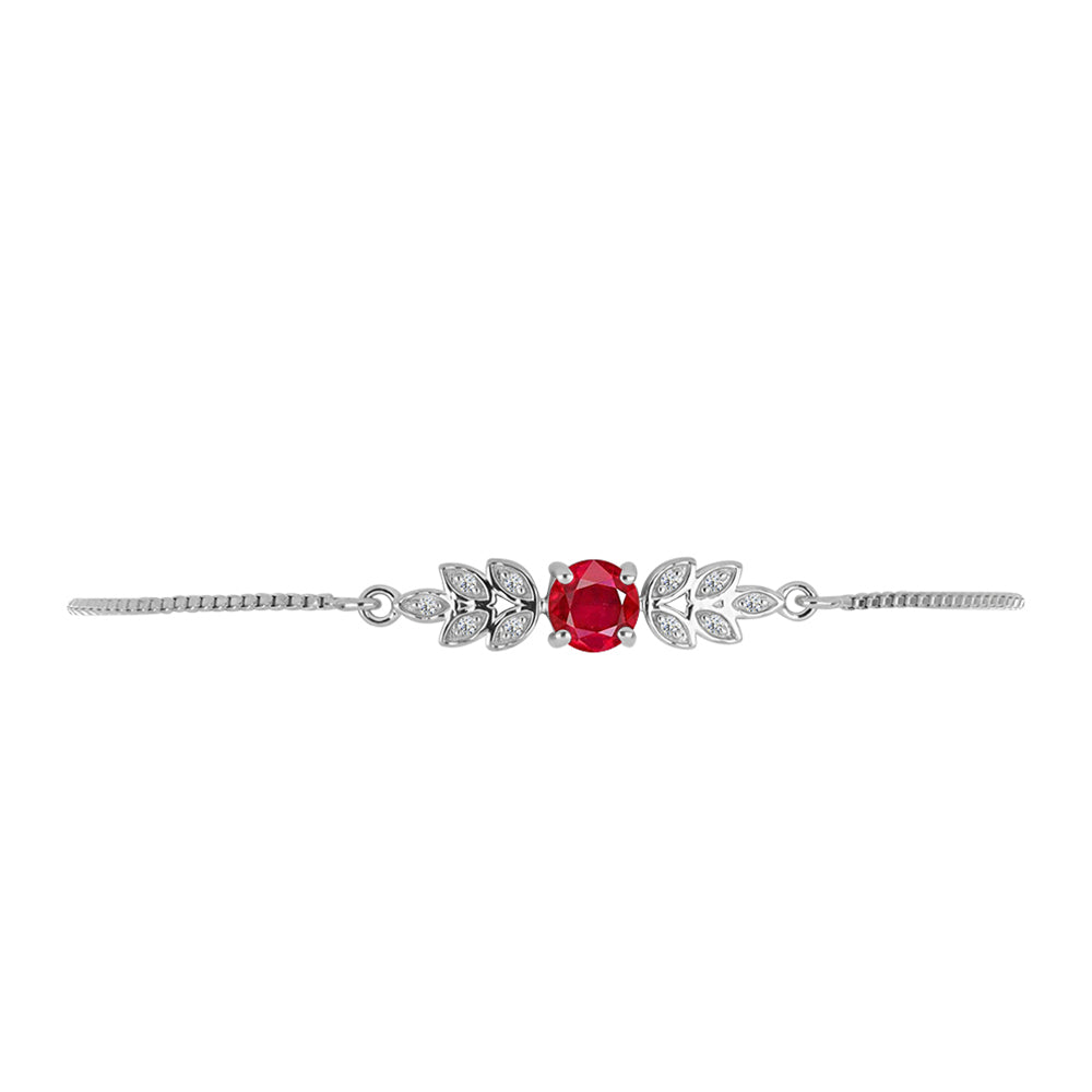 Pulsera de Plata con Ágata Roja y Topacio Blanco