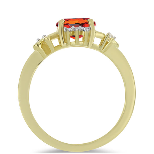 Anillo de Plata Bañada en Oro con Citrino de Madeira y Topacio Blanco