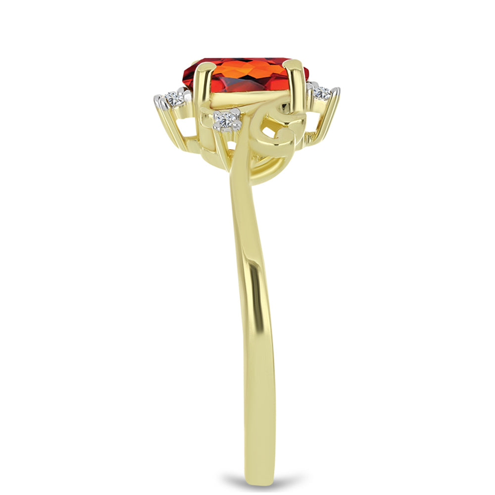 Anillo de Plata Bañada en Oro con Citrino de Madeira y Topacio Blanco