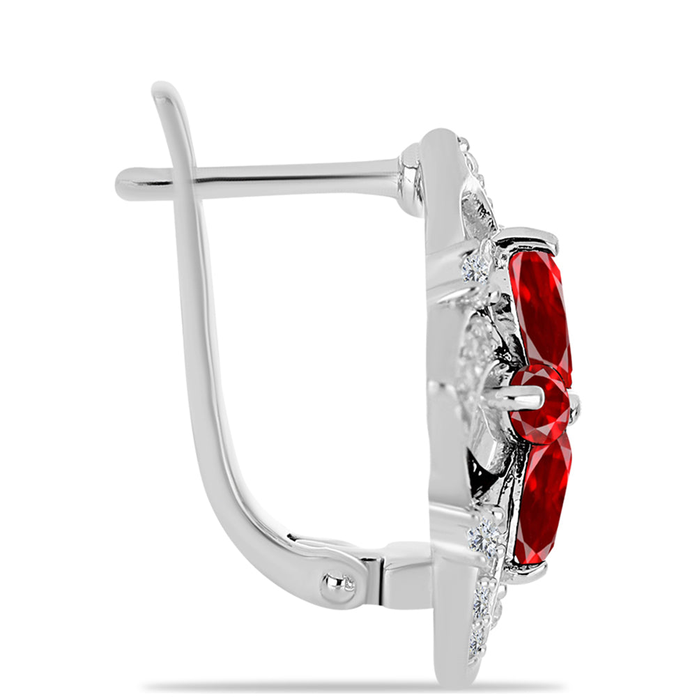 Pendientes de Plata con Ágata Roja y Topacio Blanco