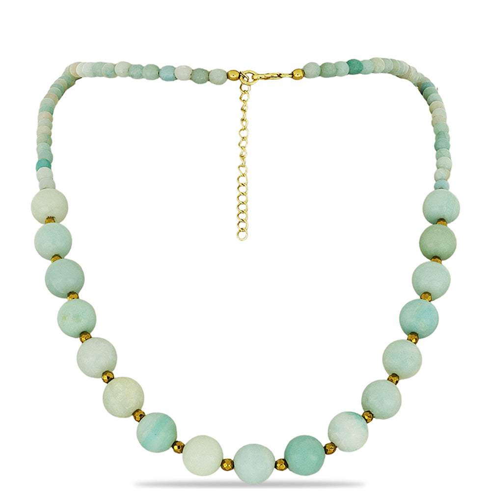 Collar de Plata Bañada en Oro con Amazonita y Hematita de Cerro Bolívar