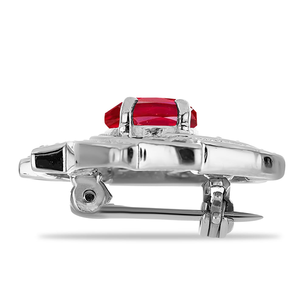 Broche de Plata con Ágata Roja y Topacio Blanco