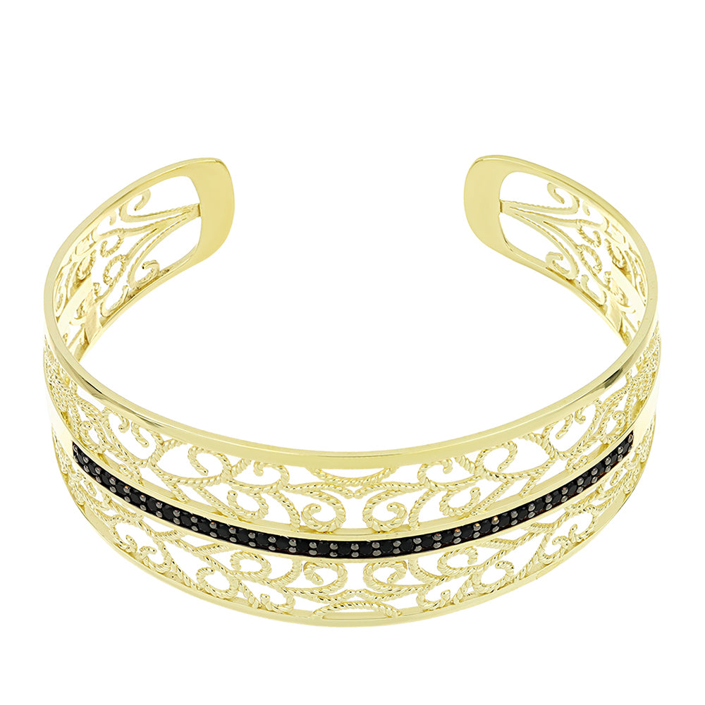 Brazalete de Plata Bañada en Oro con Espinela Negra 1