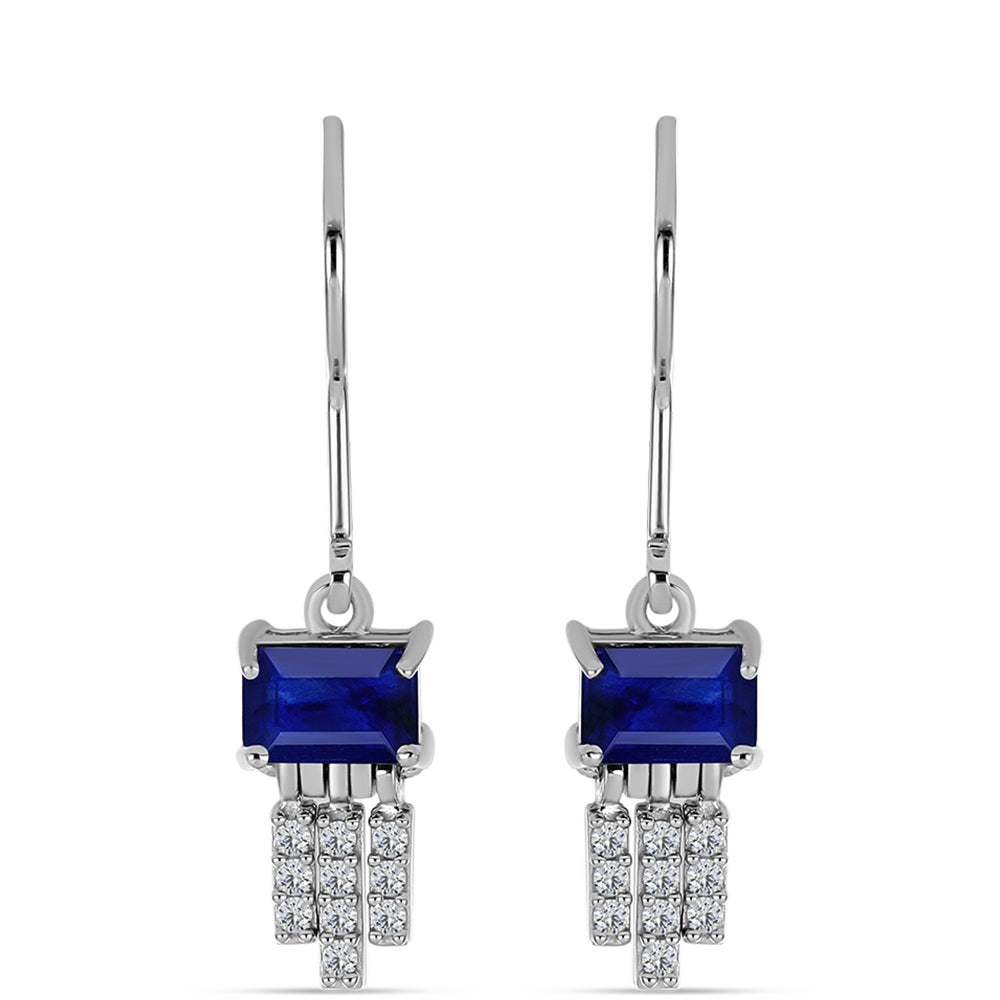 Pendientes de Plata con Zafiro Azul Australiano y Topacio Blanco