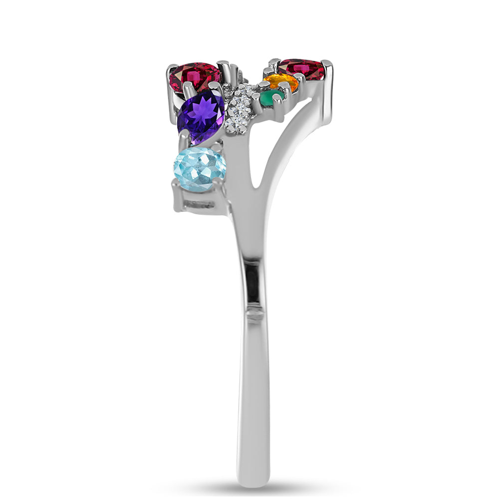 Anillo de Plata con Amatista de Marruecos y Ágata Verde