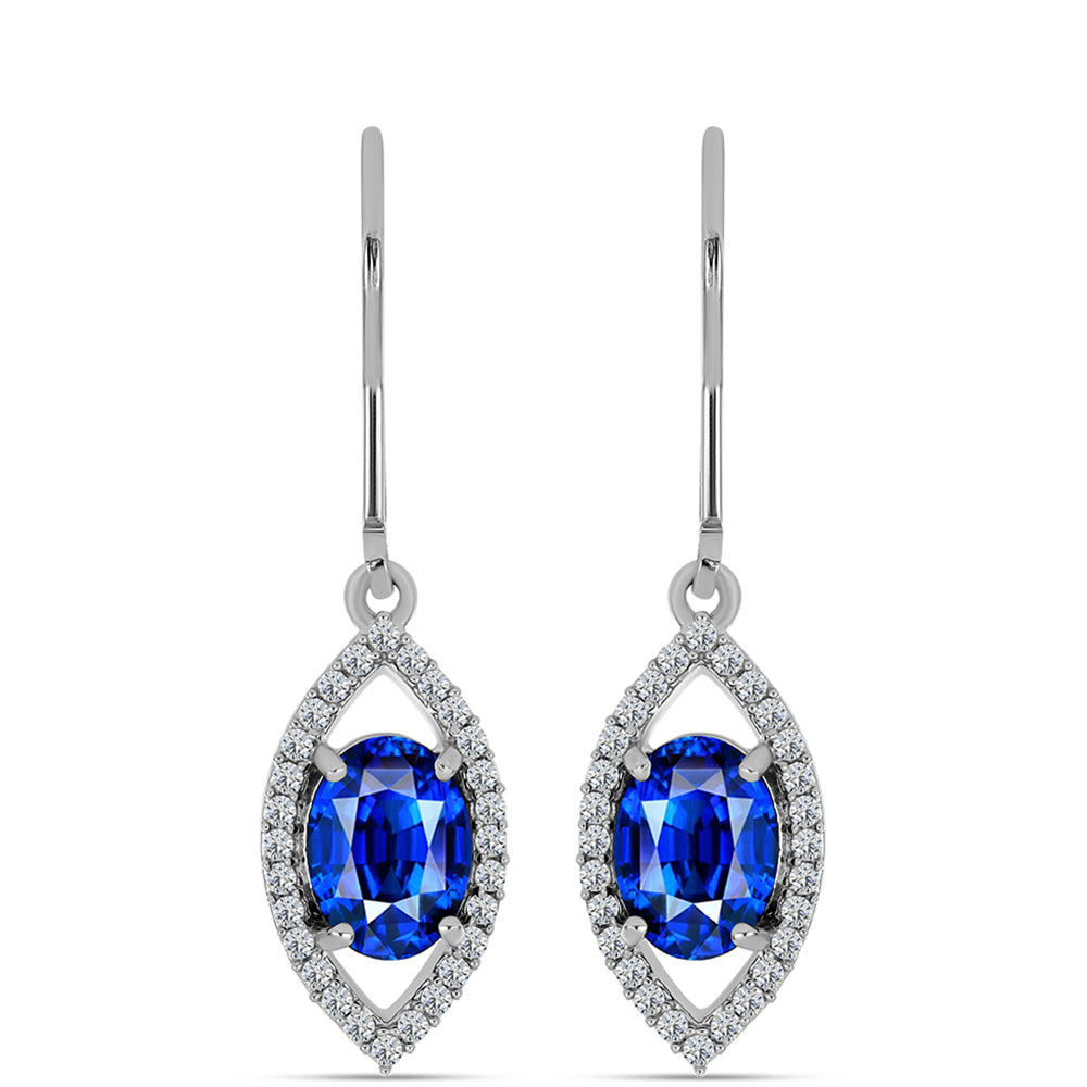 Pendientes de Plata con Zafiro Azul Australiano y Topacio Blanco