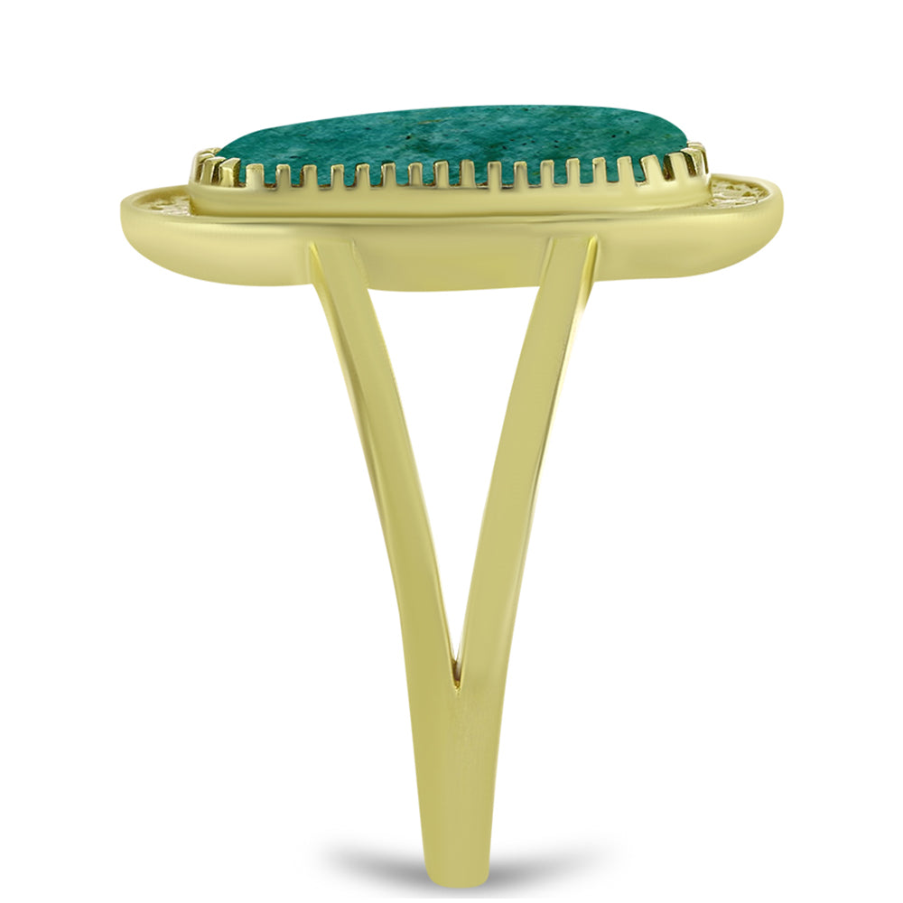 Anillo de Plata Bañada en Oro con Amazonita