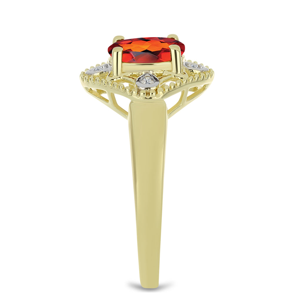 Anillo de Plata Bañada en Oro con Citrino de Madeira y Topacio Blanco