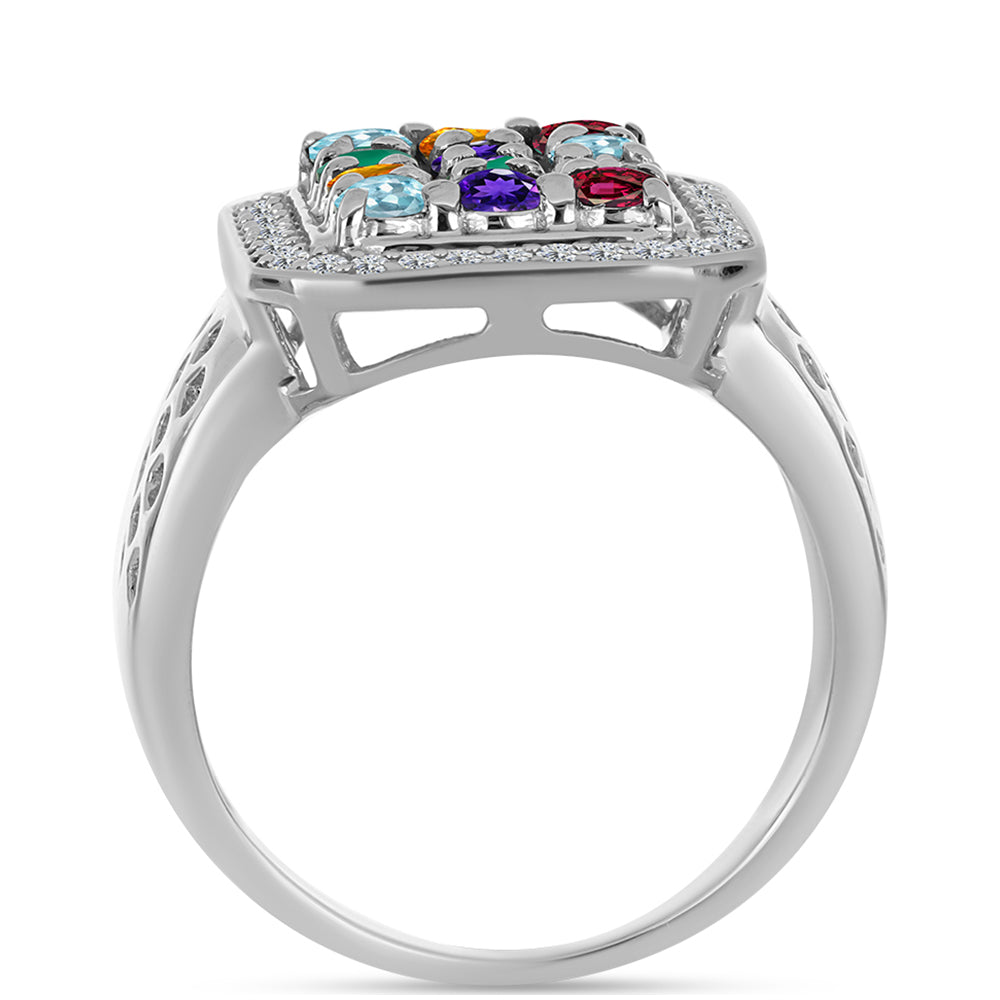 Anillo de Plata con Amatista de Marruecos y Ágata Verde