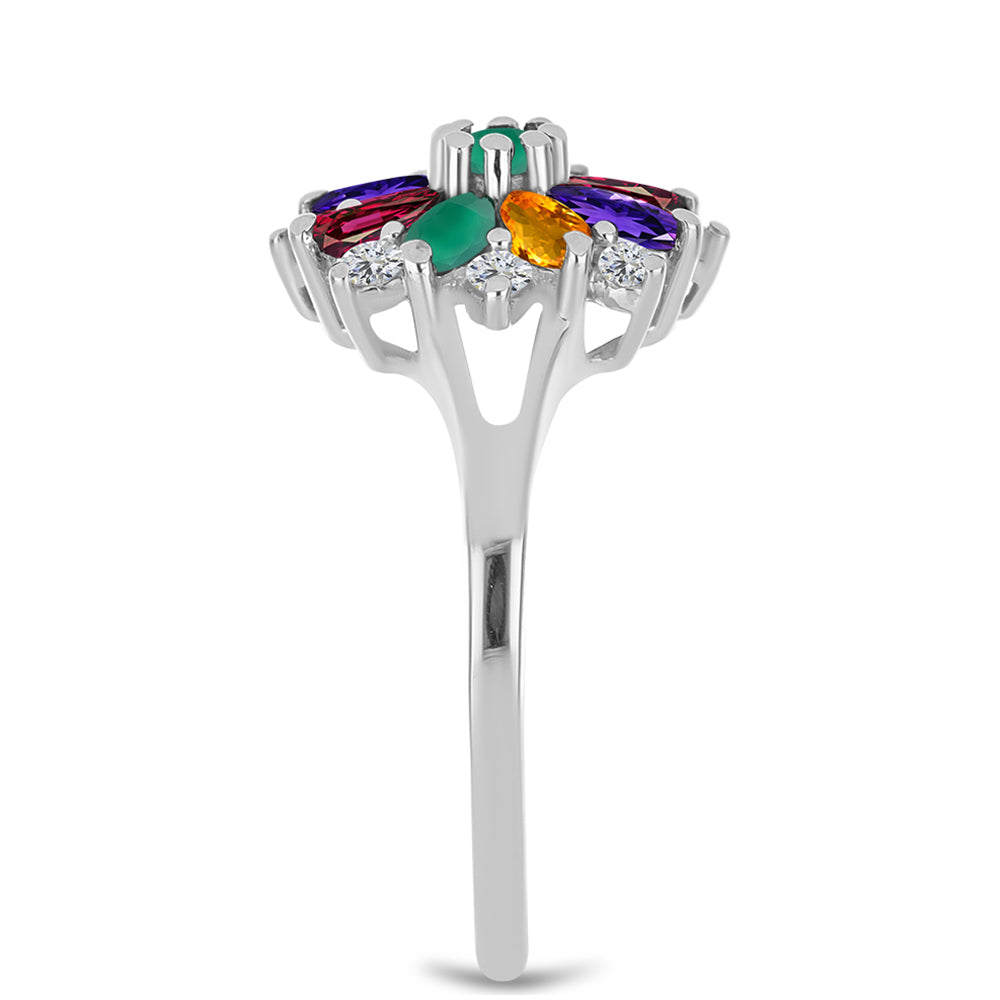 Anillo de Plata con Amatista de Marruecos y Ágata Verde