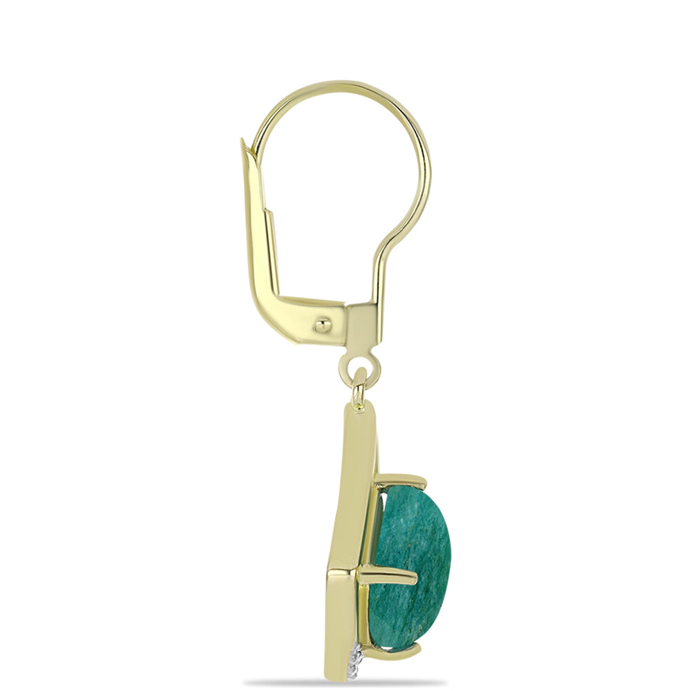 Pendientes de Plata Bañada en Oro con Amazonita y Topacio Blanco