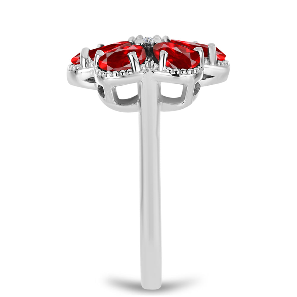 Anillo de Plata con Ágata Roja y Topacio Blanco