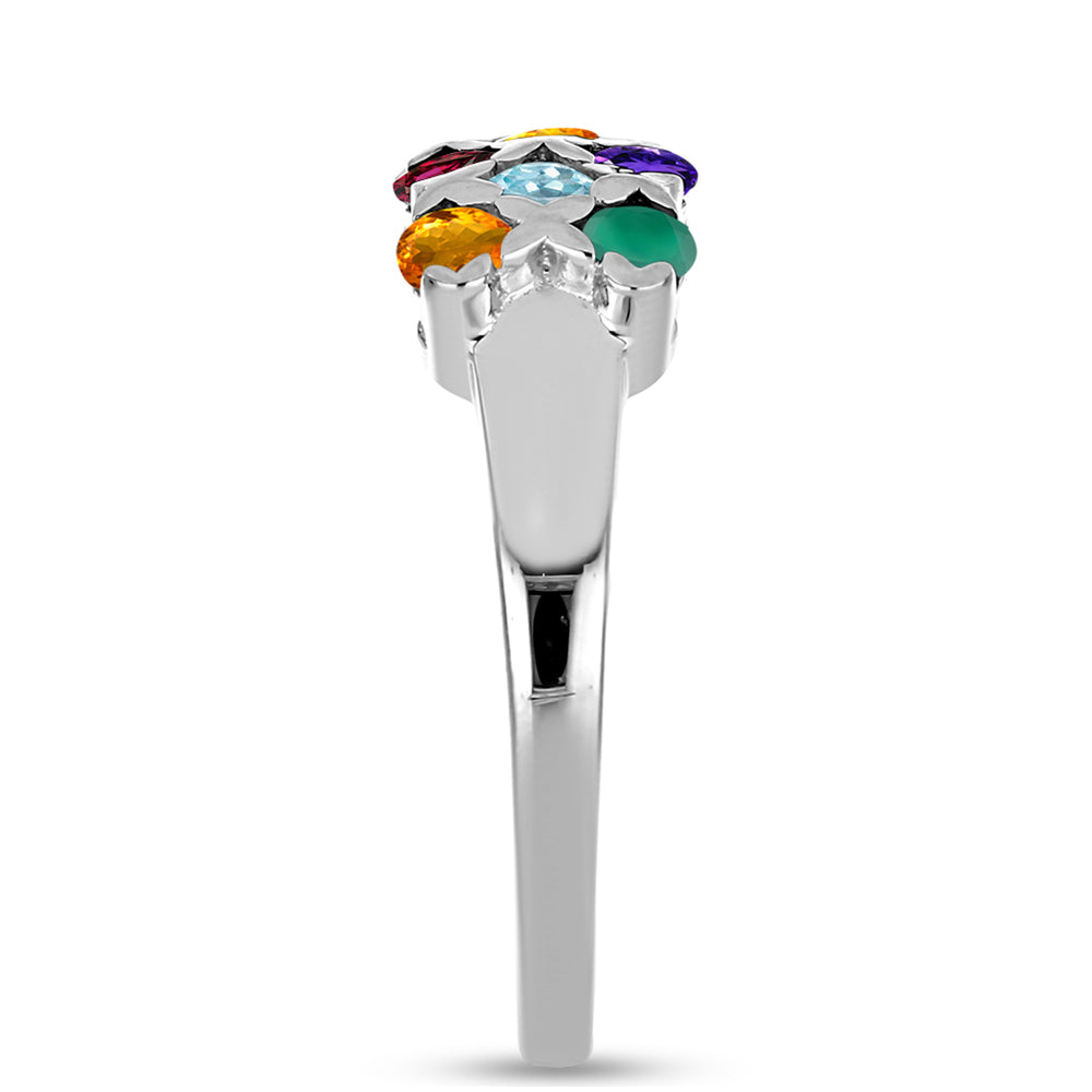 Anillo de Plata con Amatista de Marruecos y Ágata Verde