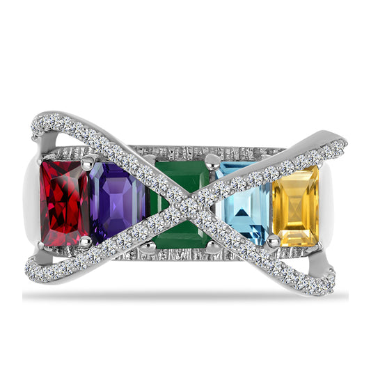 Anillo de Plata con Amatista de Marruecos y Ágata Verde