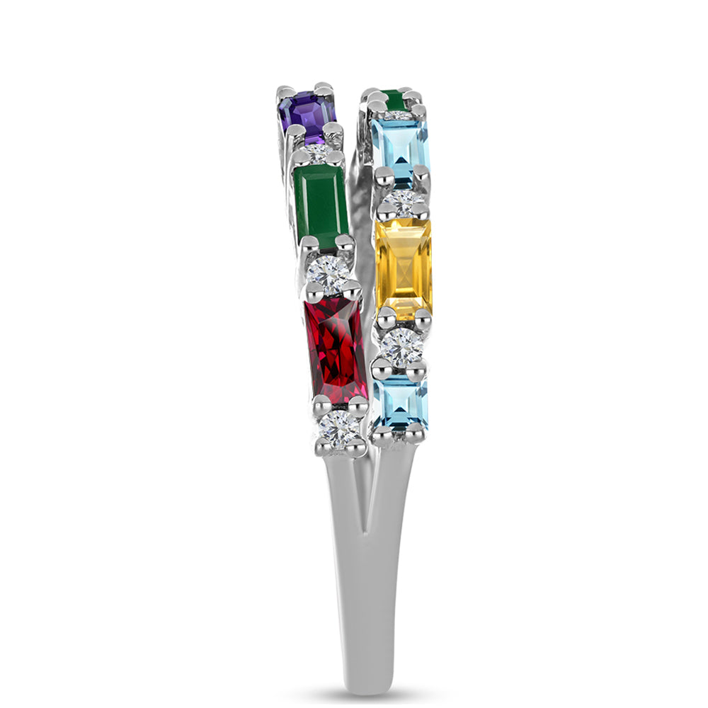 Anillo de Plata con Amatista de Marruecos y Ágata Verde