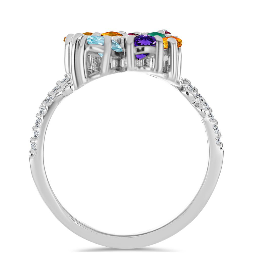 Anillo de Plata con Amatista de Marruecos y Ágata Verde