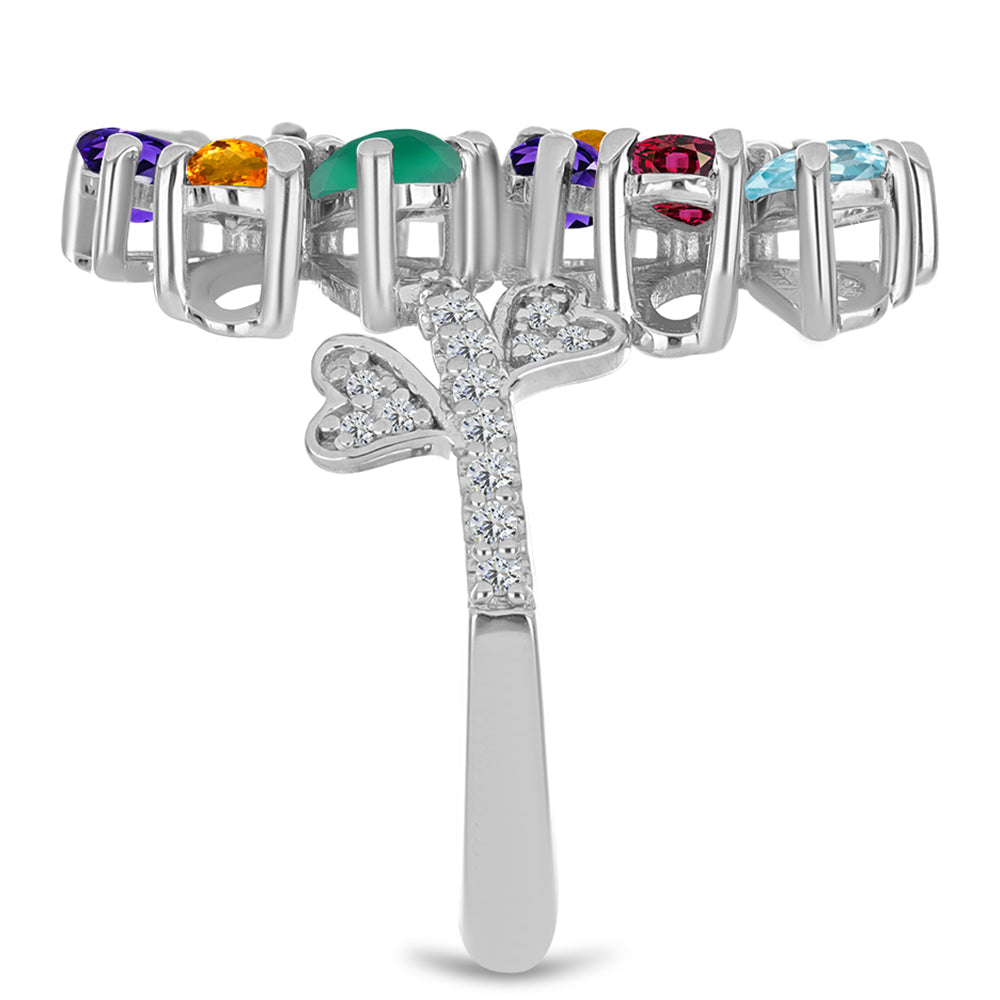 Anillo de Plata con Amatista de Marruecos y Ágata Verde