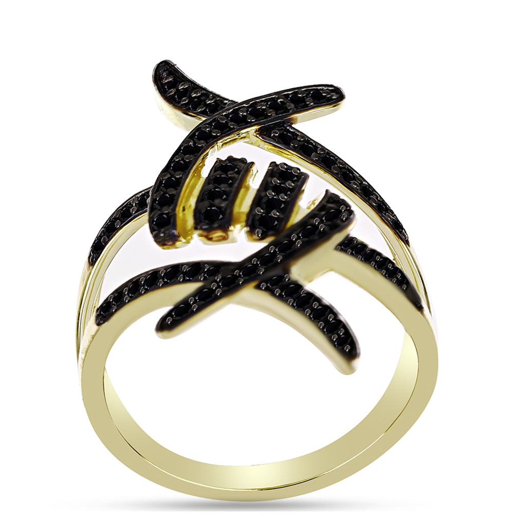 Anillo de Plata Bañada en Oro con Espinela Negra