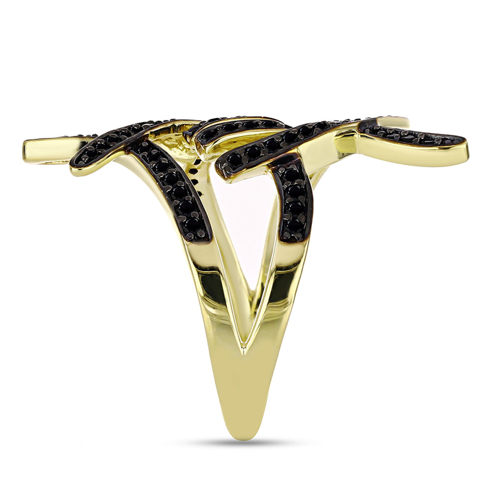 Anillo de Plata Bañada en Oro con Espinela Negra 4